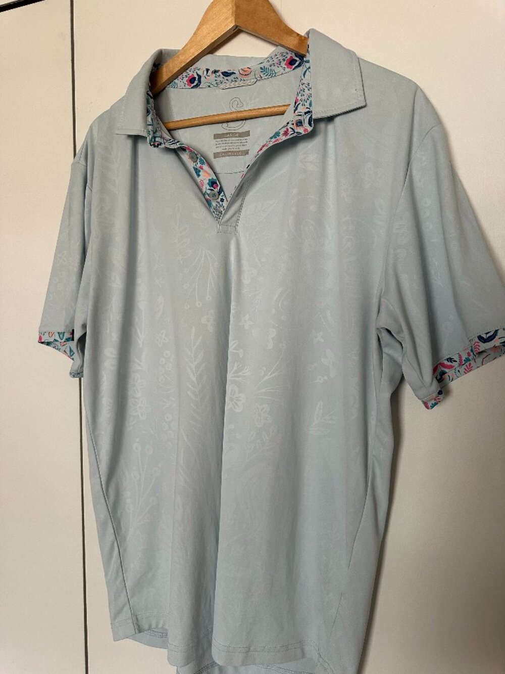 Swannies Golf/Fashion Polo, Large, Sky blue floral